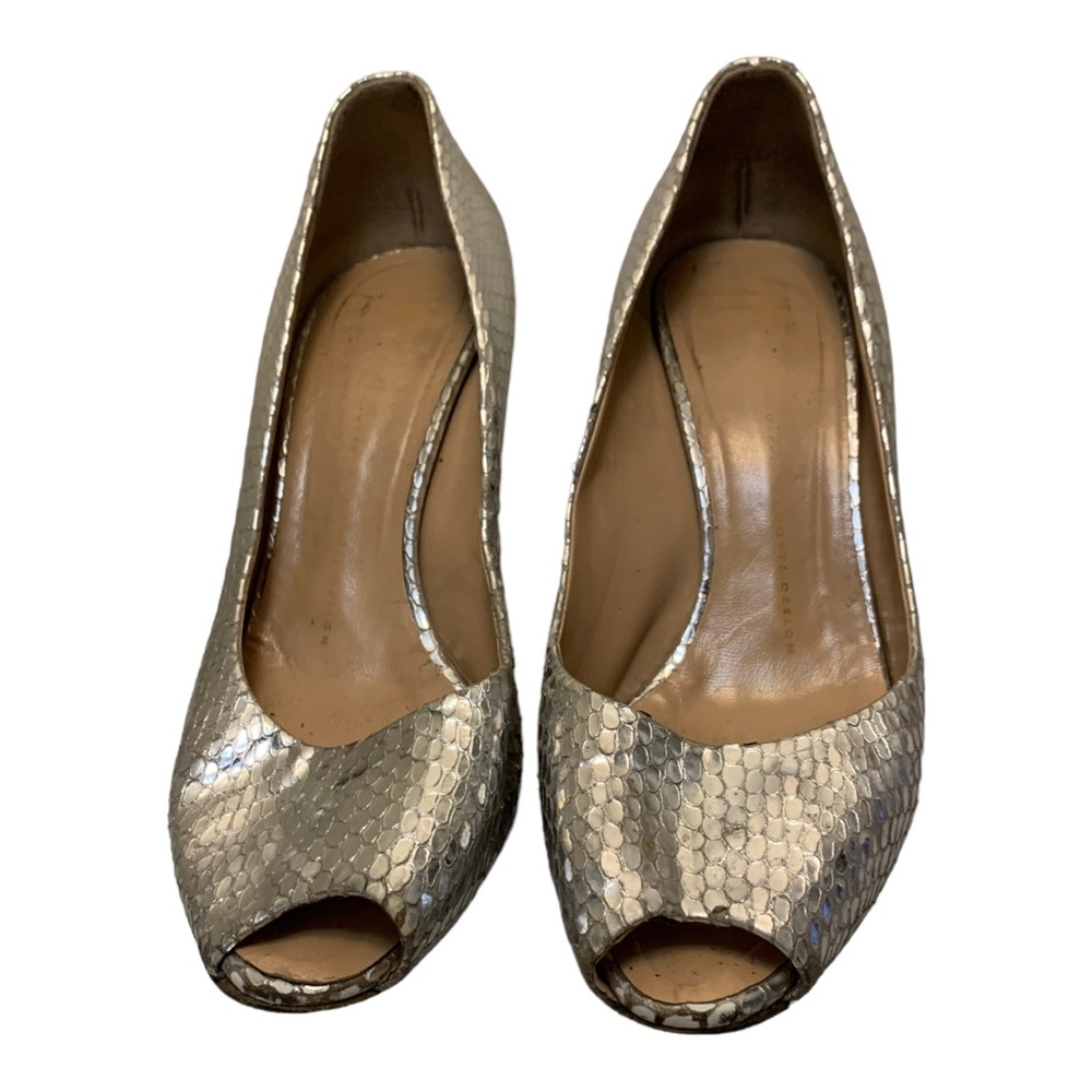 Giuseppe Zanotti Silver Python Embossed Peep Toe - image 6
